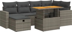 vidaXL 8 részes szürke polyrattan akácfa kerti ülőgarnitúra párnákkal