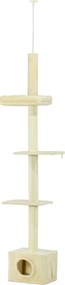PawHut Magasságban Állítható Macskafája 230–260 cm-ig Játék Torony Macskáknak, Kaparóoszlop 4 Szinten Plüss Bézs Belsővel | Aosom