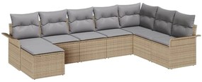 vidaXL Kerti Kanapé Szett párnával tárolóval 8 pcs Bézs Poli rattan