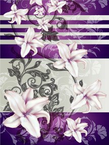 Fotótapéta Liliom dísz csíkos vinil elegancia a nappaliba 184x254 +ragasztó