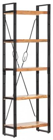 5 szintes tömör akácfa könyvespolc 60 x 30 x 180 cm