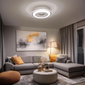 Brilagi - LED Dimmelhető lámpa ventilátorral RONDA LED/48W/230V ezüst + távirányító