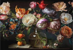 Divatos Flizelin Tapéta Ragasztó Fali 3D Virágos csokor 152x104 Ragasztó