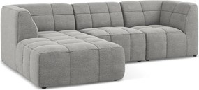 Szürke buklé sarokkanapé (bal oldali-heverő résszel) Aloha – Makamii