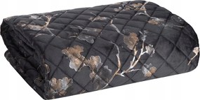 Dekoratív ágytakaró BLINK5 200x220 fekete steppelt finom virág ágak