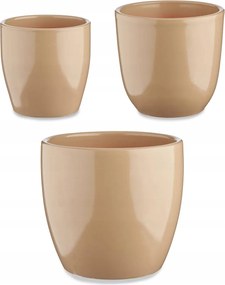 Kerámia Virágcserép Szett, Kerek, Szűkített Alappal, 3 Darabos