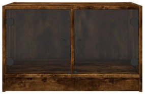 füstös tölgy színű dohányzóasztal üvegajtókkal 68x50x42 cm