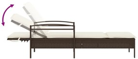 barna polyrattan napozóágy párnával 63x200x81 cm