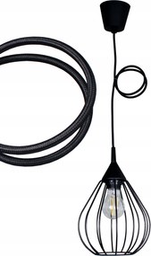 Csillár Függőlámpa Drót 1 Fekete Fonott Állítható