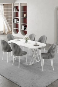 Kaye étkezőgarnitúra, fehér-szürke, 168 cm – TR240CHR2832