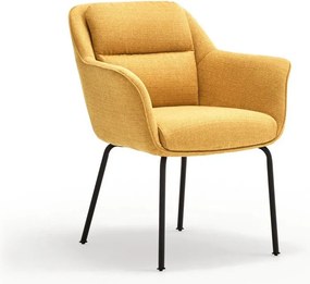 Mustársárga kárpitozott karfás étkezőfotel Sadira – Teulat