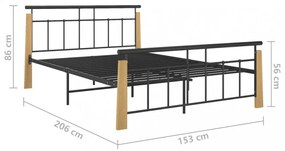fém és tömör tölgyfa ágykeret 140 x 200 cm