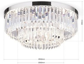 Orion - LED dimmelhető PRISM kristály lámpa 80W, 55 cm, fényes króm