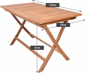 DIVERO Étkezőasztal kezelt tömör teakfa 120 x 70 cm