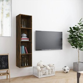 füstös tölgy színű szerelt fa könyv-/TV-szekrény 143x30x36 cm