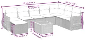 9 részes bézs polyrattan kerti ülőgarnitúra párnákkal