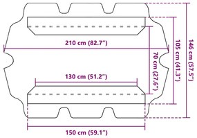 antracit csere ponyva kerti hintaágyhoz 150/130 x 105/70 cm