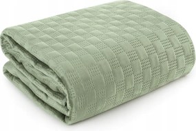 Dekoratív ágytakaró SOFIA4 220x240 világoszöld bársony geometrikus minta