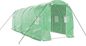 vidaXL zöld acélvázas melegház 12 m² 6 x 2 x 2 m