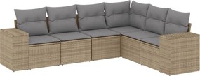 vidaXL 6 részes bézs polyrattan kerti ülőgarnitúra párnával