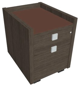 Verno mobil konténer 47 x 60 cm üveggel, 2 fiók, antracit tölgy / barna