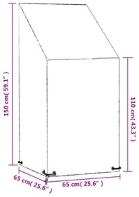 polietilén kerti szék huzat 8 fűzőlyukkal 65x65x110/150 cm