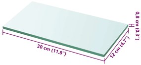 2 db átlátszó üveg paneles polc 30 x 12 cm