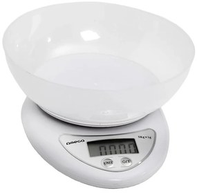 Digitális konyhai mérleg tállal 1xCR2032 Fehér tálas konyhai mérleg 5 kg-ig