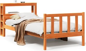 vidaXL viaszbarna tömör fenyőfa ágykeret fejtámlával 75 x 190 cm