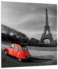 Eiffel-torony és a piros autó (30x30 cm)