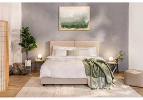 Bézs kárpitozott ágyneműtartós franciaágy ágyráccsal 160x200 cm Myra Bold – Bonami Selection