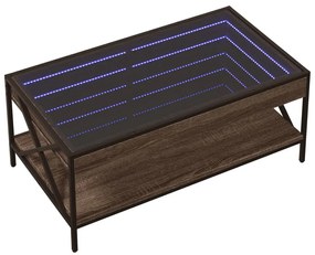 Barna tölgy végtelen hatású LED-es dohányzóasztal 90x50x38 cm