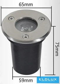 UNIVERSO Taposólámpa LED 1.5w 120lm 6500k 60° IP65 acél Ø65-Ø59x75mm