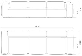 Világosszürke kordbársony kanapé 364 cm Bergano – Cosmopolitan Design