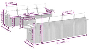 9-részes bézs polyrattan kerti ülőgarnitúra párnákkal