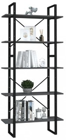 5 szintes szürke szerelt fa könyvszekrény 80 x 30 x 175 cm