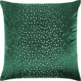 Dekoratív párnahuzat Shiny 45x45 velúr üveg zöld kristályokkal