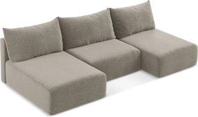 Bézs kinyitható-tárolóhelyes sarokkanapé Kalena – Makamii