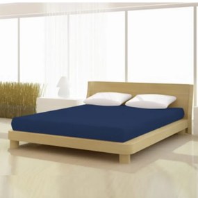 Pamut elasthan de luxe mélykék színű gumis lepedő 90/100x200/220 cm-es matracra