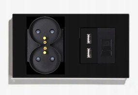 Dupla Üveg Aljzat Internet Dugó RJ45 CAT5 2x Usb