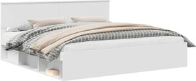 vidaXL Ágykeret fejtámlával Fehér 200 x 200 cm Tömör fenyőfa