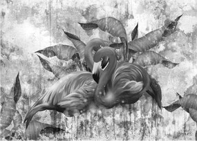 Üveg kép - Flamingók graffiti (70x50 cm)