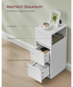 Keskeny éjjeliszekrények, 2 darabos szett,2 fiókkal balra vagy jobbra szerelhető, felhő fehér