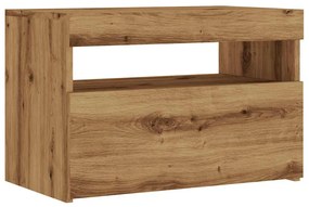 kézműves tölgy szerelt fa TV-szekrény LED-ekkel 60x35x40 cm