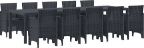 vidaXL Kert étkező szett 11 pcs Antracit Szintetikus rattan