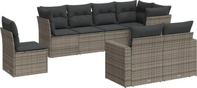 vidaXL 8 részes szürke polyrattan kerti ülőgarnitúra párnákkal