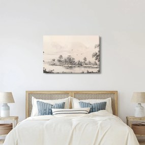 Kép - Vintage tájkép rajz (90x60 cm)