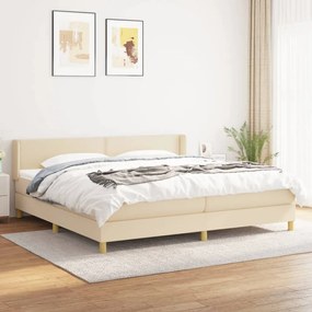krémszínű szövet rugós ágy matraccal 200 x 200 cm