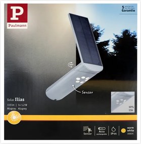 Paulmann 94261 - LED/1,2W IP44 Napelemes érzékelős fali lámpa ILIAS 3,7V