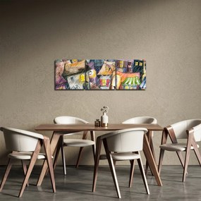 Kép - esős este (órával) (90x30 cm)